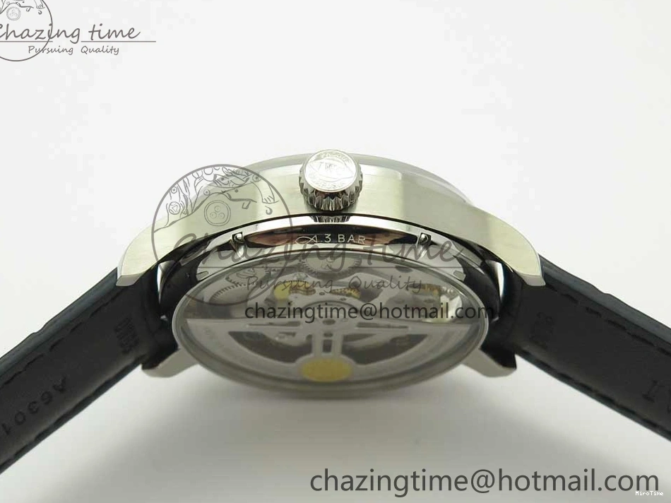 MIROTIME 0207 Portuguese Tourbillon IW5046 SS ZF Best Edition White Dial Blue Markers on Blue Leather Strap Fashionable 7149